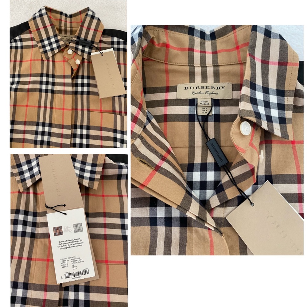 NWT Burberry Satin Stripe Vintage Check Shirt - Picture 14 of 16